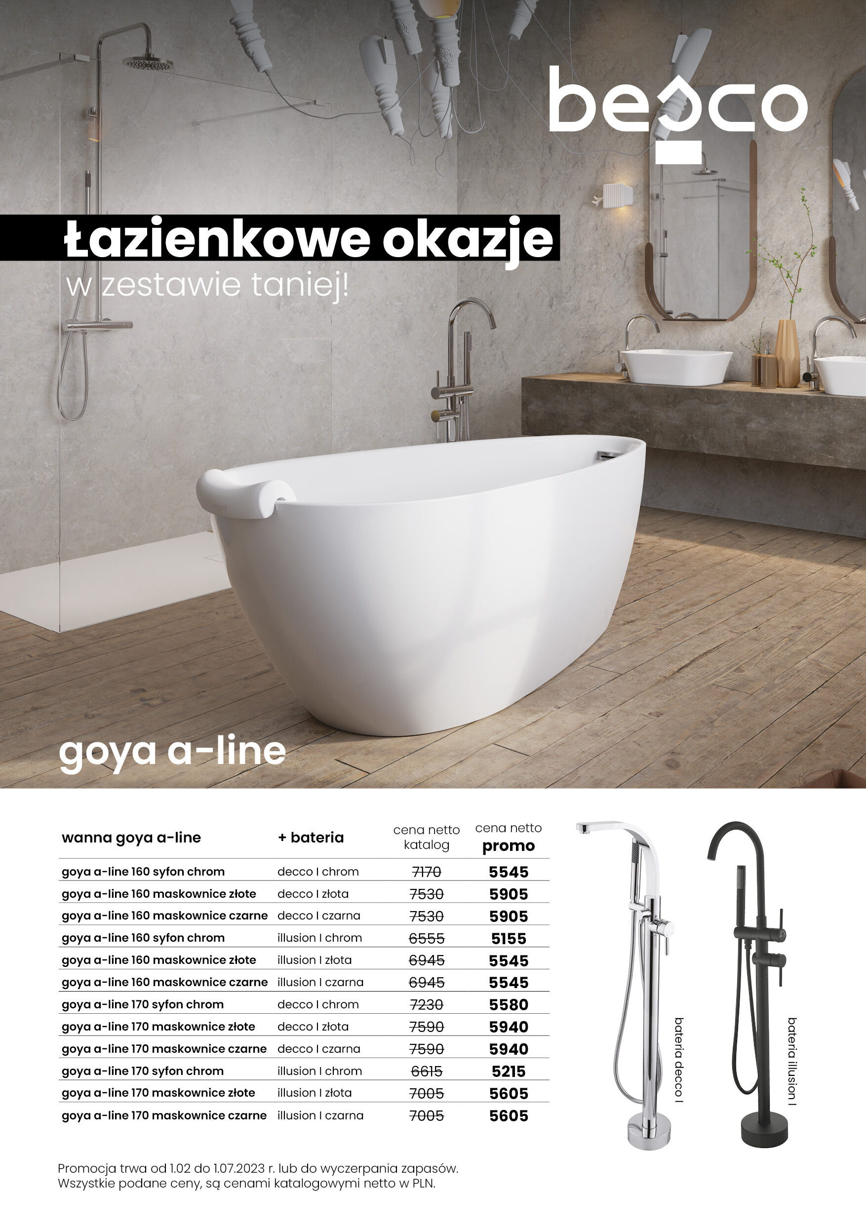 okazje z besco, kup wannę z baterią taniej, w zestawie taniej